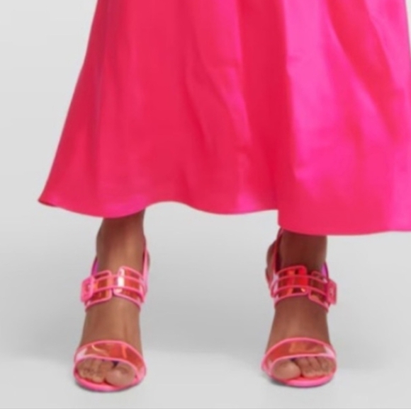 NEW Christian Louboutin Loubi Duniss 100 Neon Pink PVC Clear Sandal Heels 38 - Picture 5 of 13